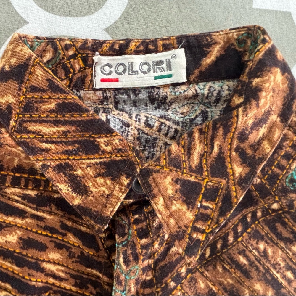 Vtg Patterned Button Down Shirt - image 3